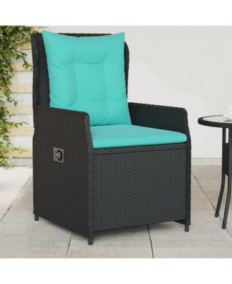 Reclining Patio Chair Black PE rattan Medium Adjustable Feet