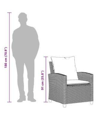 Garden Sofa Set Grey, Navy blue PE rattan and powder-coated steel