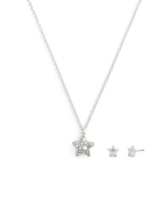 Rhodium Plated Pav&eacute; Star Jewelry Set