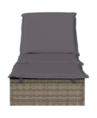 Sunbed Grey PE Rattan Large Adjustable Armrests