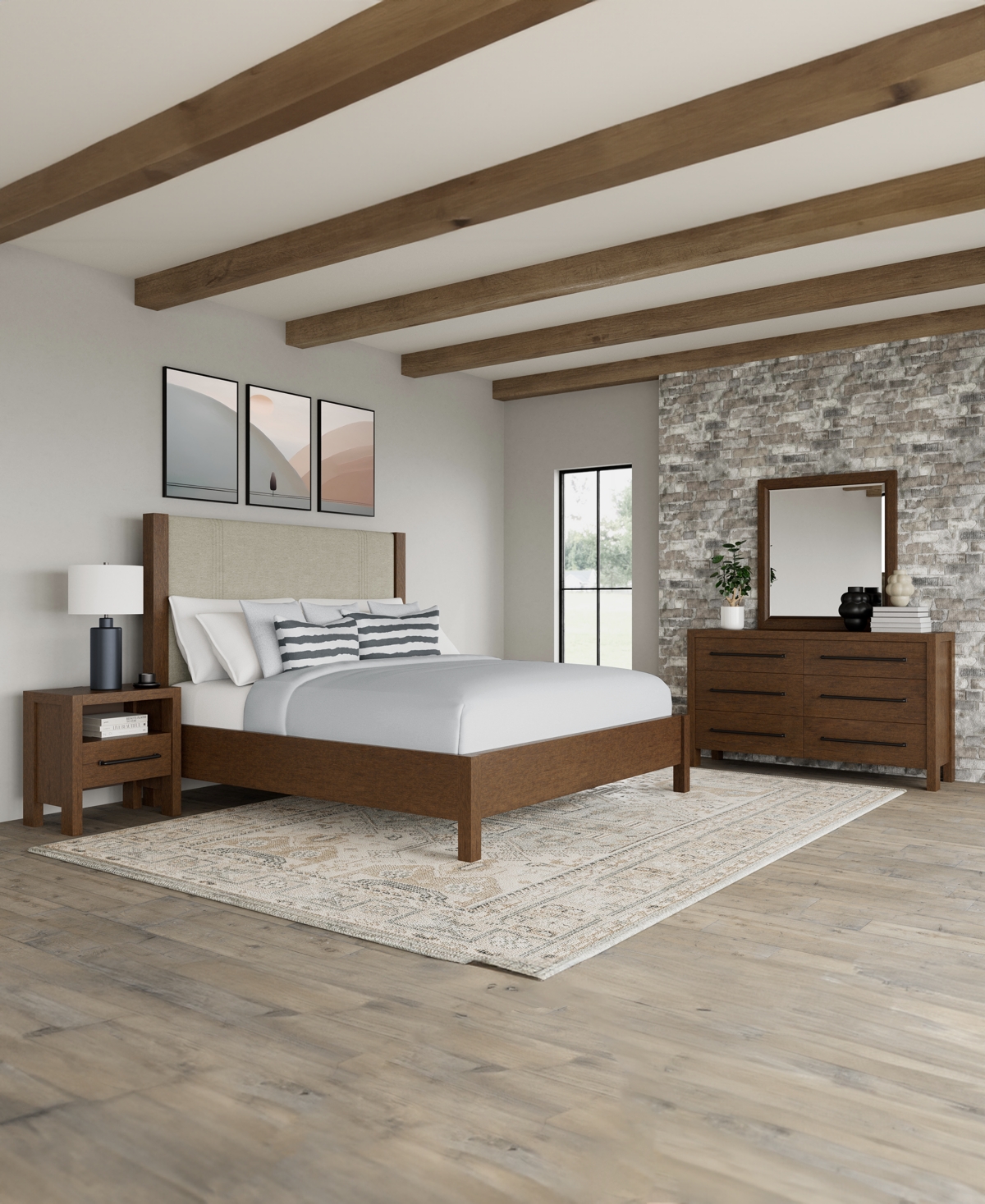 Macy's Furniture Davie Cracked Oak 3-pc. King Bedroom Set In Brown
