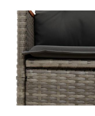 Reclining Garden Sofa Grey PE Rattan Standard for 2-seater sofas