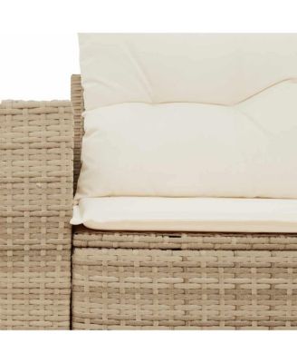 Garden Sofa Beige PE Rattan Two-seater Adjustable Feet