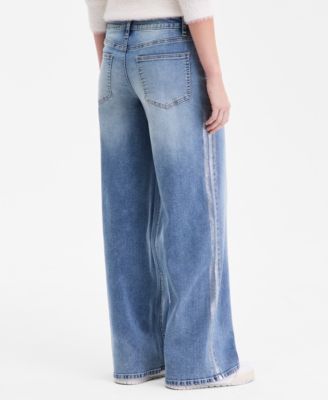 Juniors' Ultra 90s Metallic-Stripe Jeans