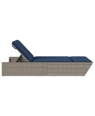 Patio Double Sun Lounger Gray PE Rattan Double