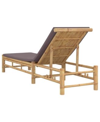 Sun Lounger Bamboo, Dark Grey Bamboo, 100% polyester Large