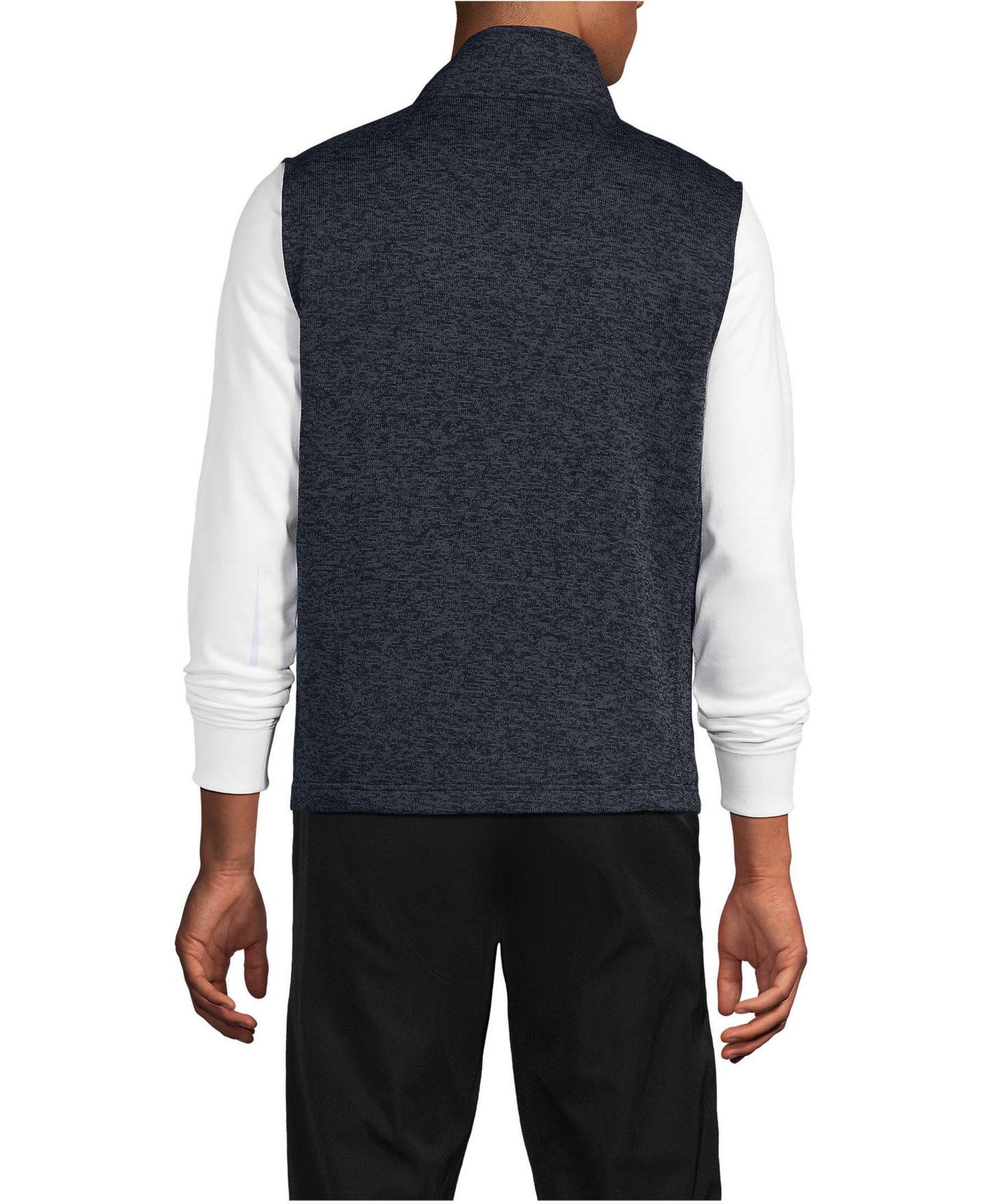 Мужской жилет Lands' End Unisex Sweater Fleece Zip Front Vest, цвет: Чёрный меланжевый — фото 2