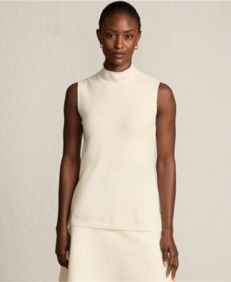 Women's Fine Gauge Sleeveless Mock Sweater