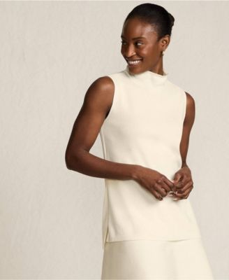 Women's Fine Gauge Sleeveless Mock Sweater