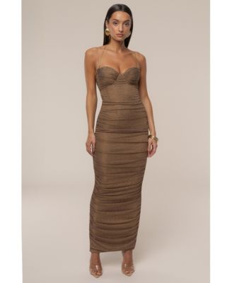 Women's Ruched Metallic Maxi Dress