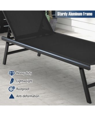 3pcs Patio Chaise Lounge Set Aluminum Recliner Chair Table Outdoor