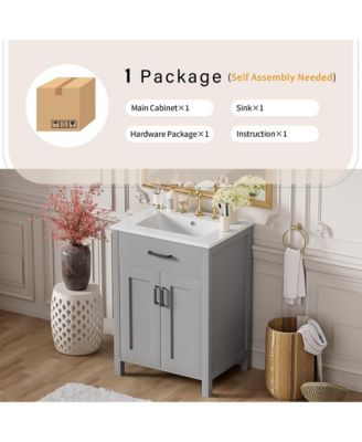 Solid Wood Bathroom Vanity Base Cabinet with Drawer