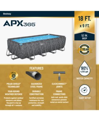 APX 365 18' x 9' x 52" Rectangular Above Ground Swimming Pool Set, Gray