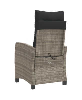 Reclining Garden Chair Set of 2 Grey PE rattan Standard