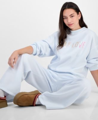 Juniors' Sequinned Self Love Sweatshirt & Heart Sweatpants