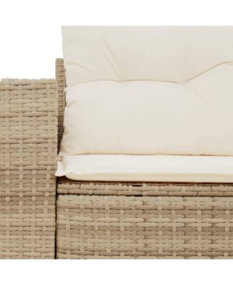 Garden Sofa Beige PE Rattan Medium Adjustable Armrests