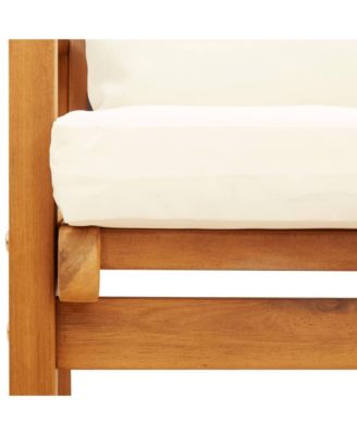 Garden Sofa Bench Cream White, Natural Wood