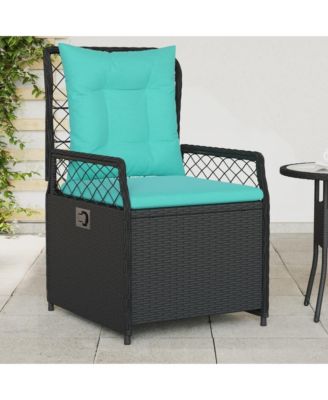 Reclining Patio Chair Black PE rattan Standard Size