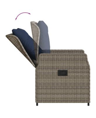Reclining Patio Chair Gray PE rattan Standard Adjustable Feet