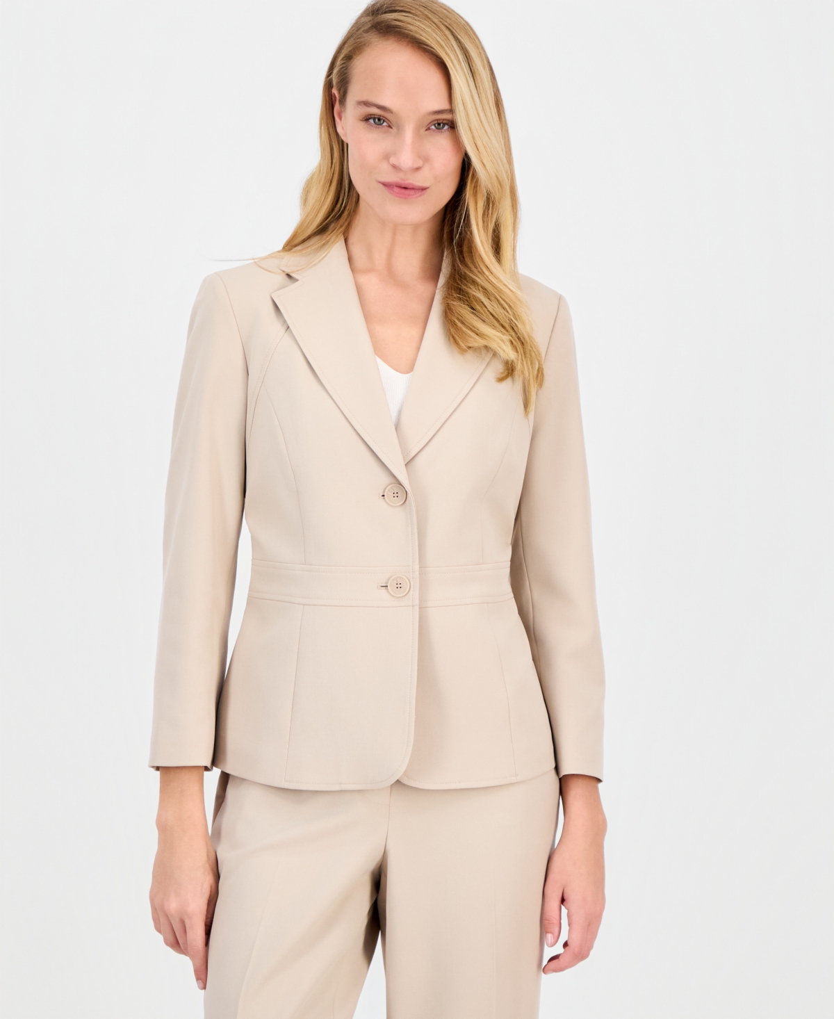 Le Suit Women's Notch-lapel Mid-rise Pantsuit In Neutral