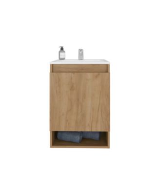 Elsie Bathroom Vanity, 1 Door, 2 Shelves, Natural Oak