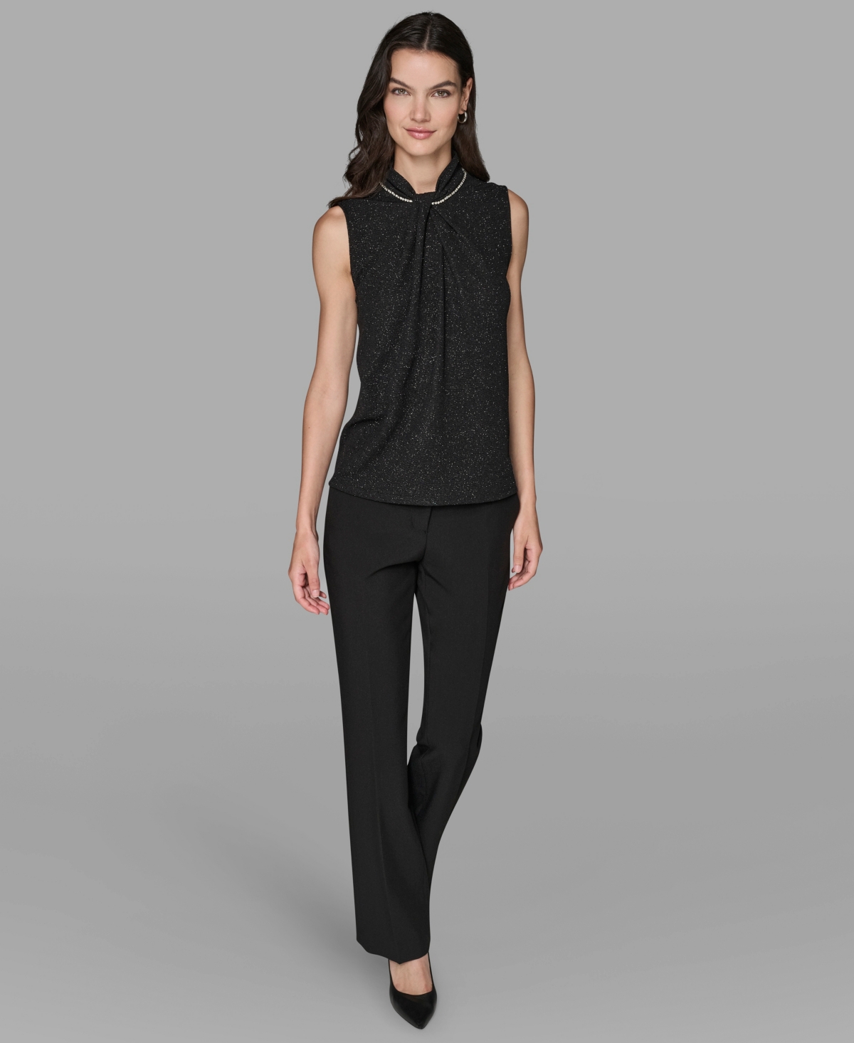 Karl Lagerfeld Paris Women's Sleeveless Novelty Knit Top