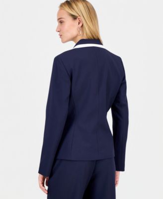 Women's Notch-Lapel Colorblocked Pantsuit, Regular & Petites