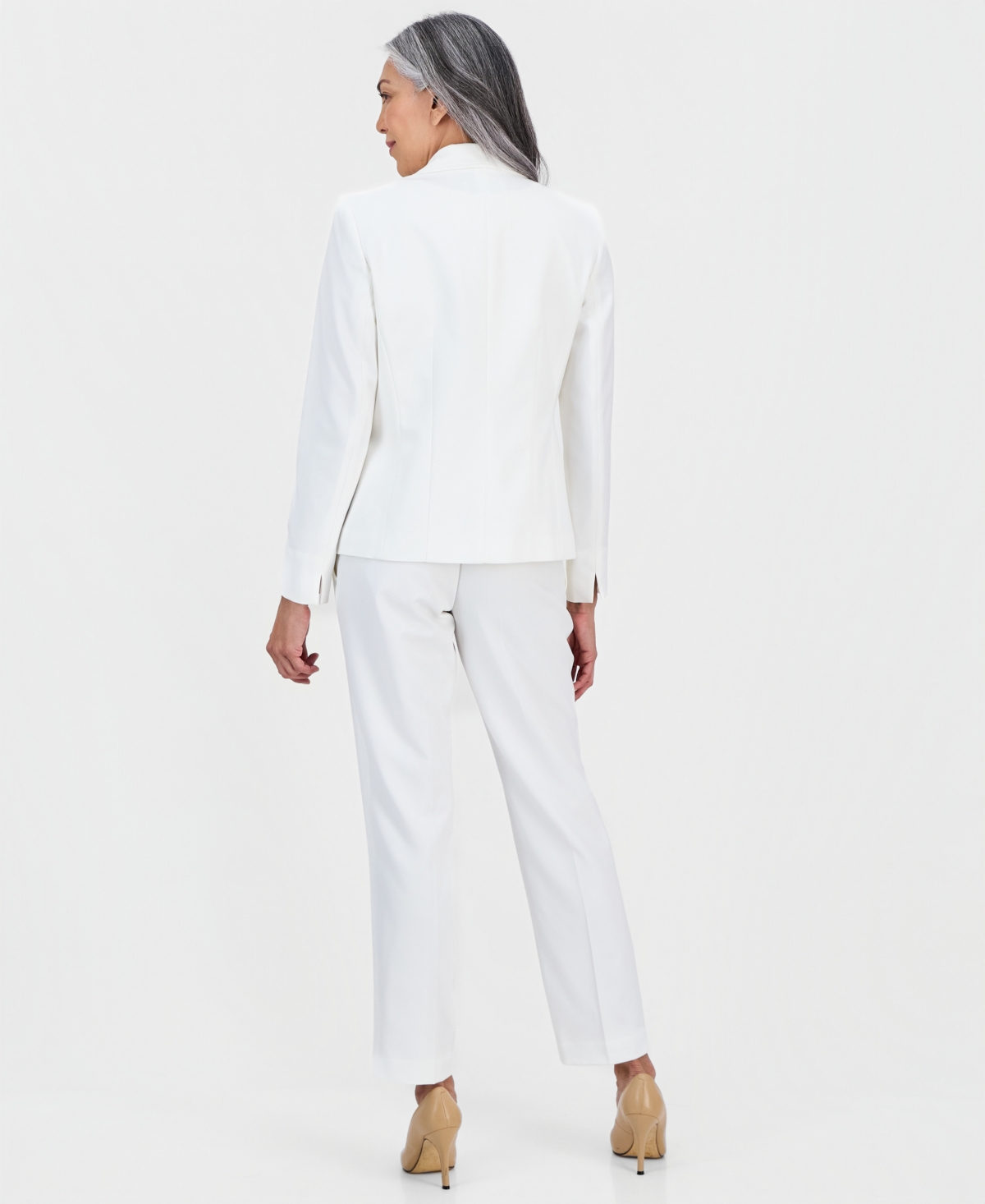 Le Suit Women's Notch-lapel Mid-rise Pantsuit In White