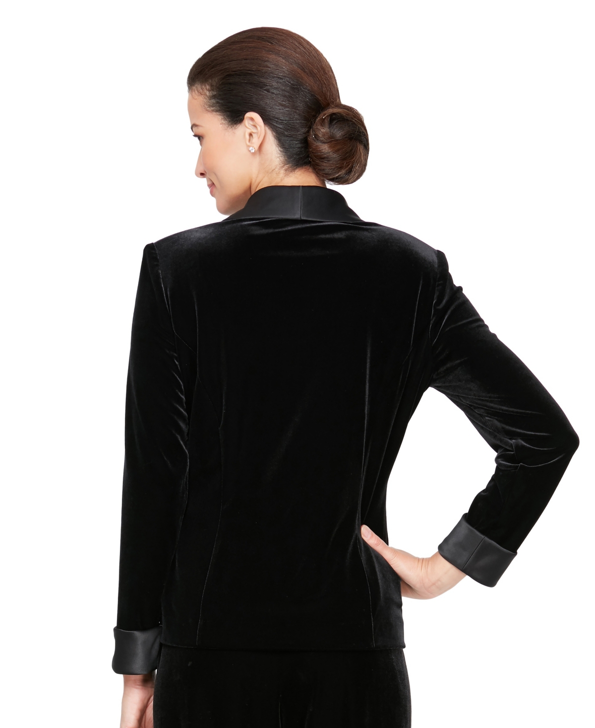 Alex Evenings Women's Velvet Satin-collar Jacket And Velvet Tank In Black