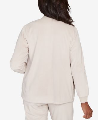 Petite Calm Luxe Open Front Rib Trim Cardigan