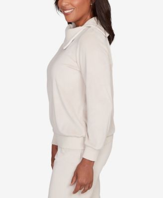 Petite Calm Luxe Solid Shimmer Detail Envelope Neck Top