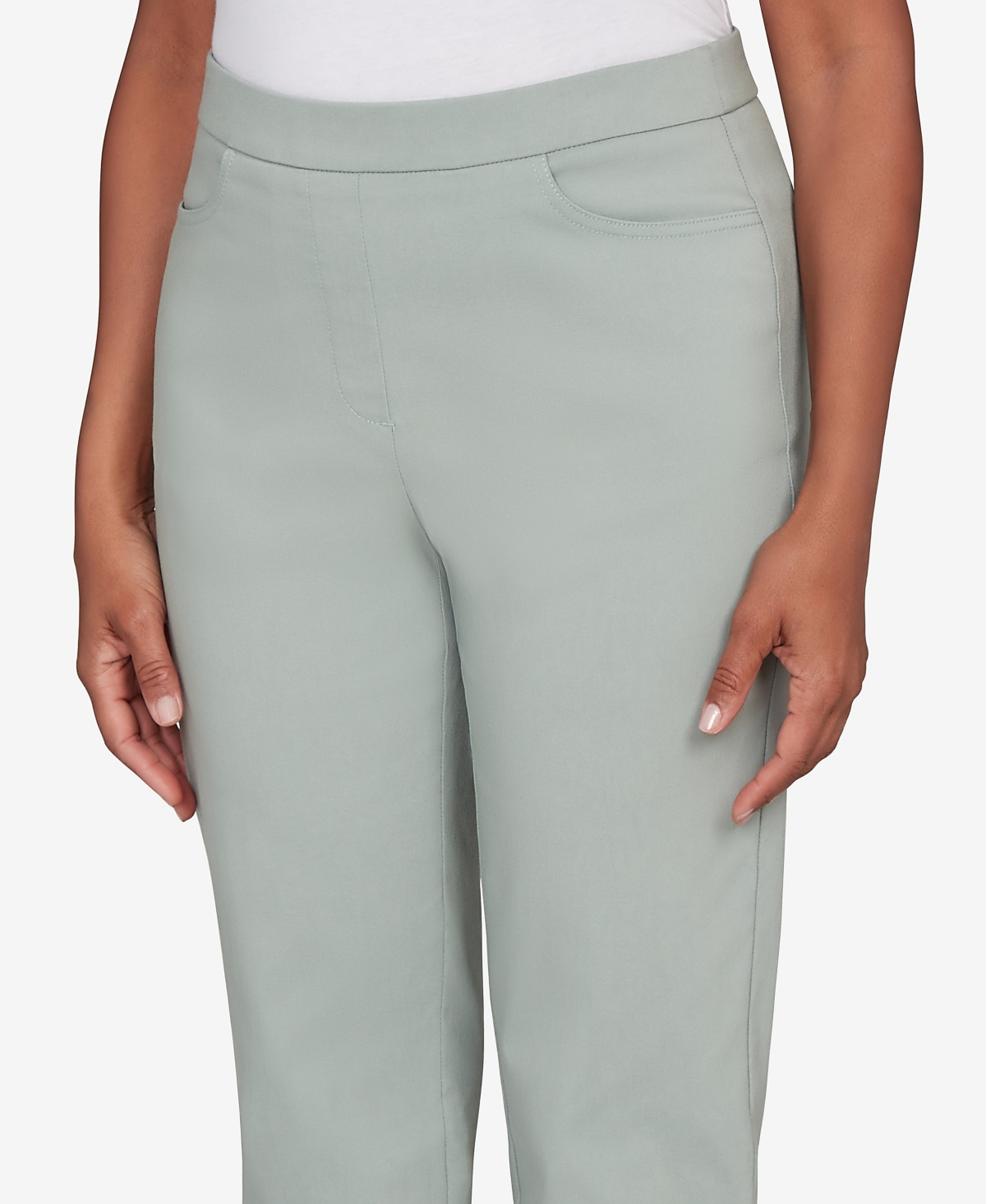 Alfred Dunner Petite Stockbridge Modern Millennium Average Length Pants In Green