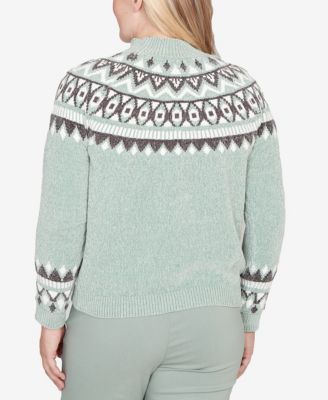 Petite Stockbridge Fair Isle Pattern Chenille Sweater