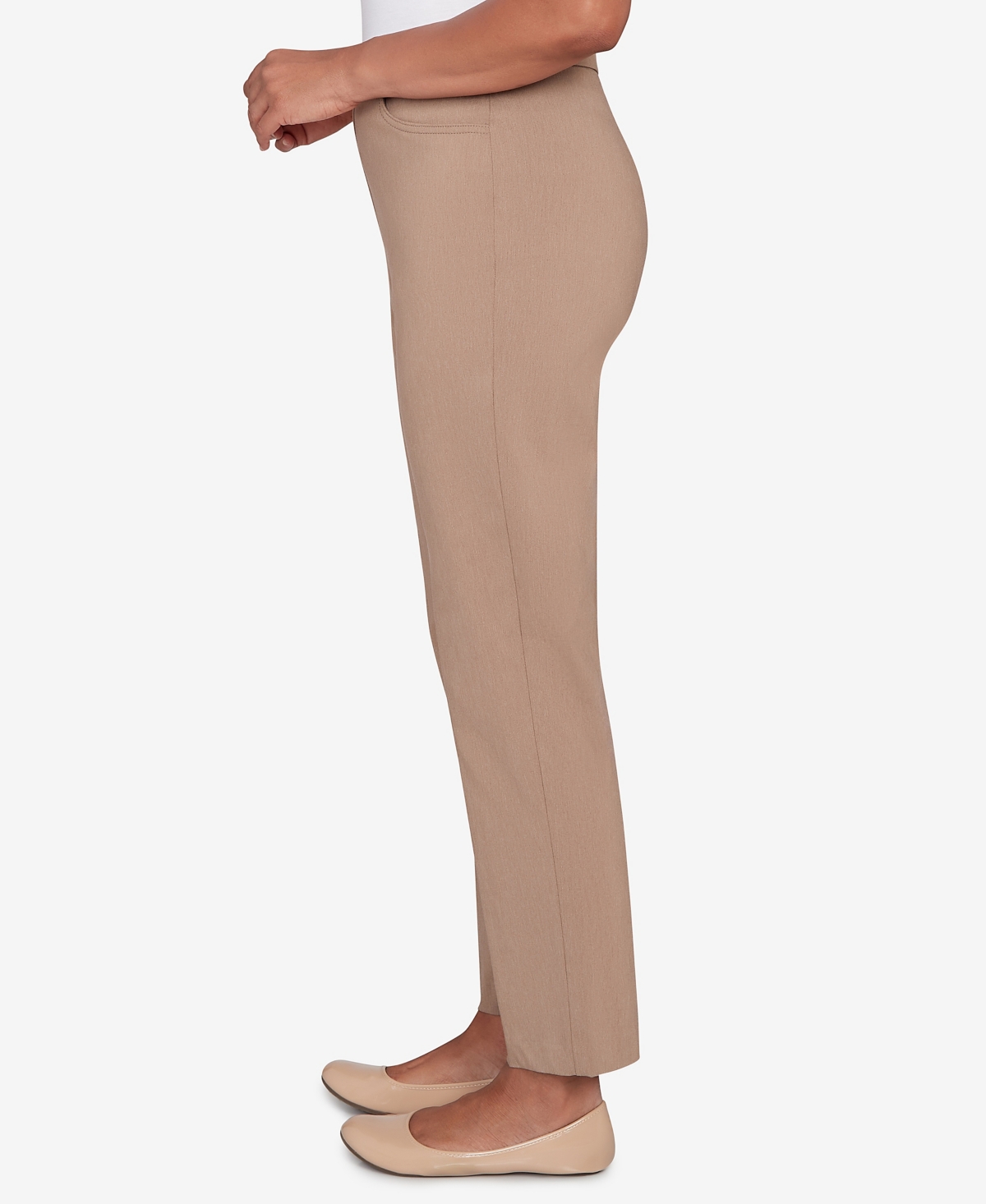 Alfred Dunner Petite Vienna Smooth Front Easy Fit Average Length Pants In Brown