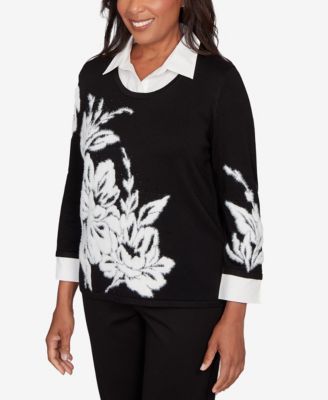 Petite Barcelona Dramatic Floral Two in One Sweater