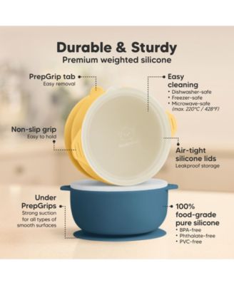 2-Pack Prep Baby Bowls with Suctions & Lids, Silicone Bowls for Baby Boy, Girl, Toddler Suction Bowl, Kids Bowl BPA-Free