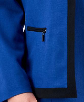 Plus Size Collarless Open-Front Jacket & Dress Set 