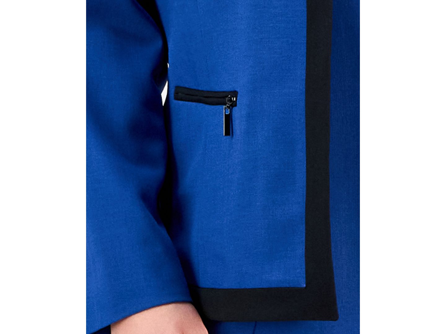 Женские платья Le Suit Plus Size Collarless Open-Front Ponte Jacket & 2 Piece Dress Suit, цвет: Синий ночной / Чёрный — фото 5