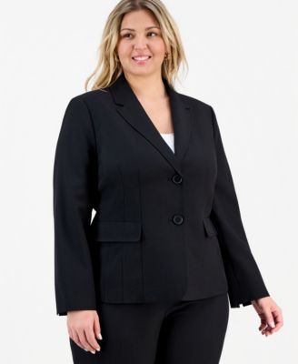 Plus Size Notch-Lapel Mid-Rise Pantsuit 