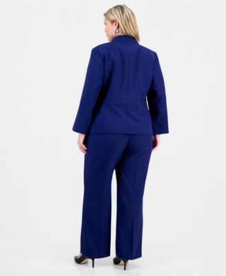 Plus Size Notch-Lapel Mid-Rise Pantsuit 