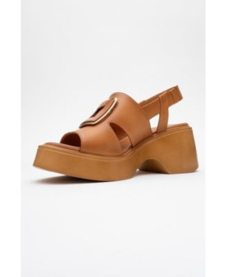 Lucia Leather Buckle Platform Sandal (Women)