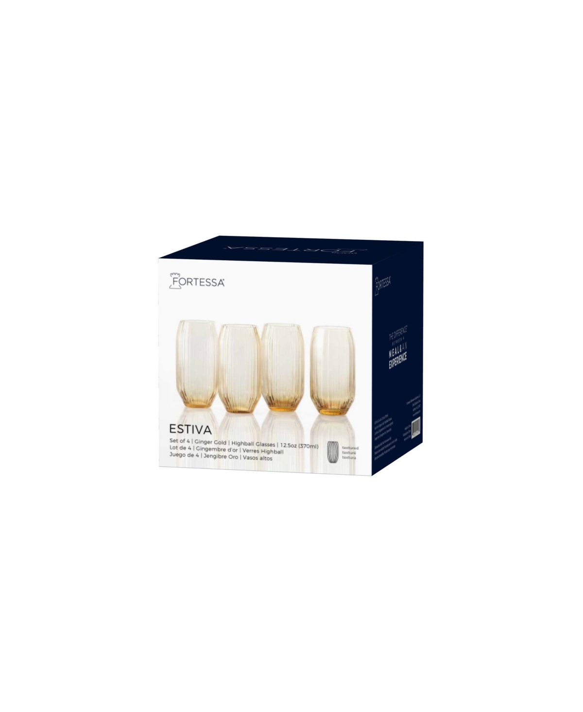 Fortessa Estiva Textured Highball Sparkling Cocktail Glasses, Set Of 4 In Yellow