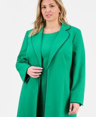 Plus Size Open-Front Jacket & Round-Neck Sheath Dress