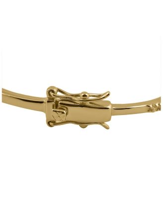 Cubic Zirconia Sterling Silver 14K Gold Plated Zig Zag Bangle