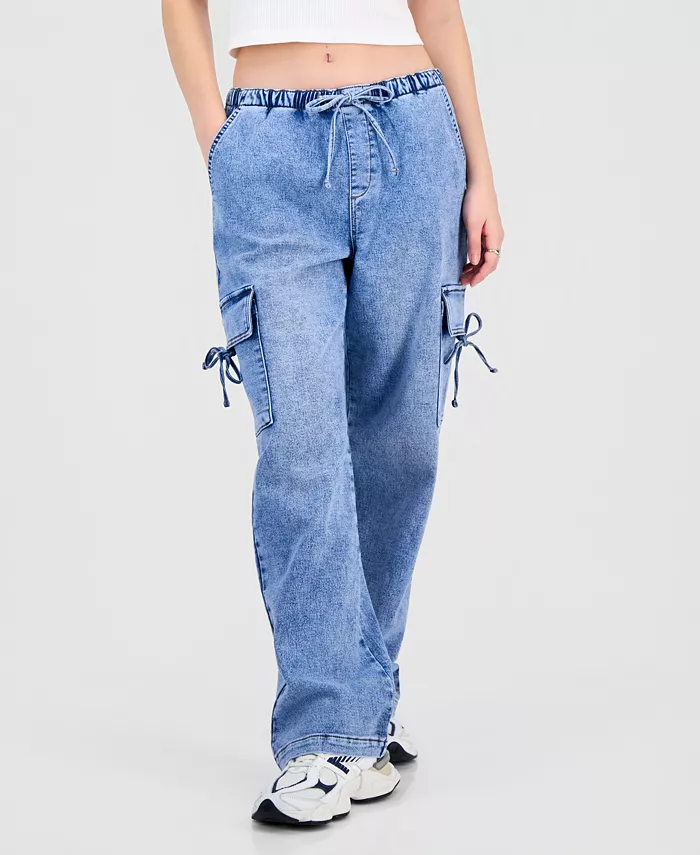 Juniors' Ultra Cozy Bow Cargo Pull-On Jeans - thumbnail 3