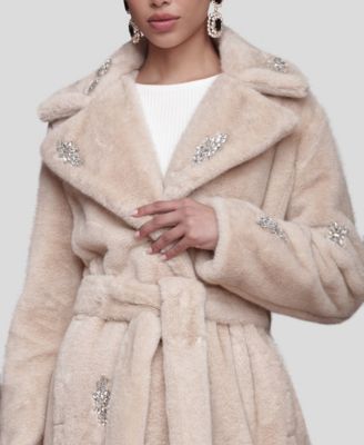 Women's Faux Fur Maxi Belted Robe Coat