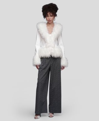 Women's V-Neck Trimmed Cardigan Sweater