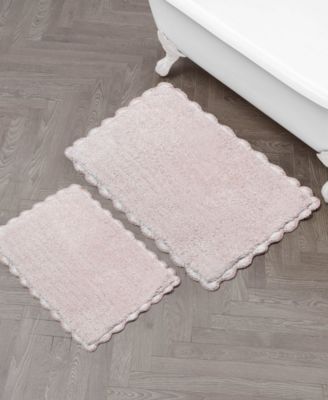 Laura Ashley Heathered Crochet Border Cotton Bath Rug Set