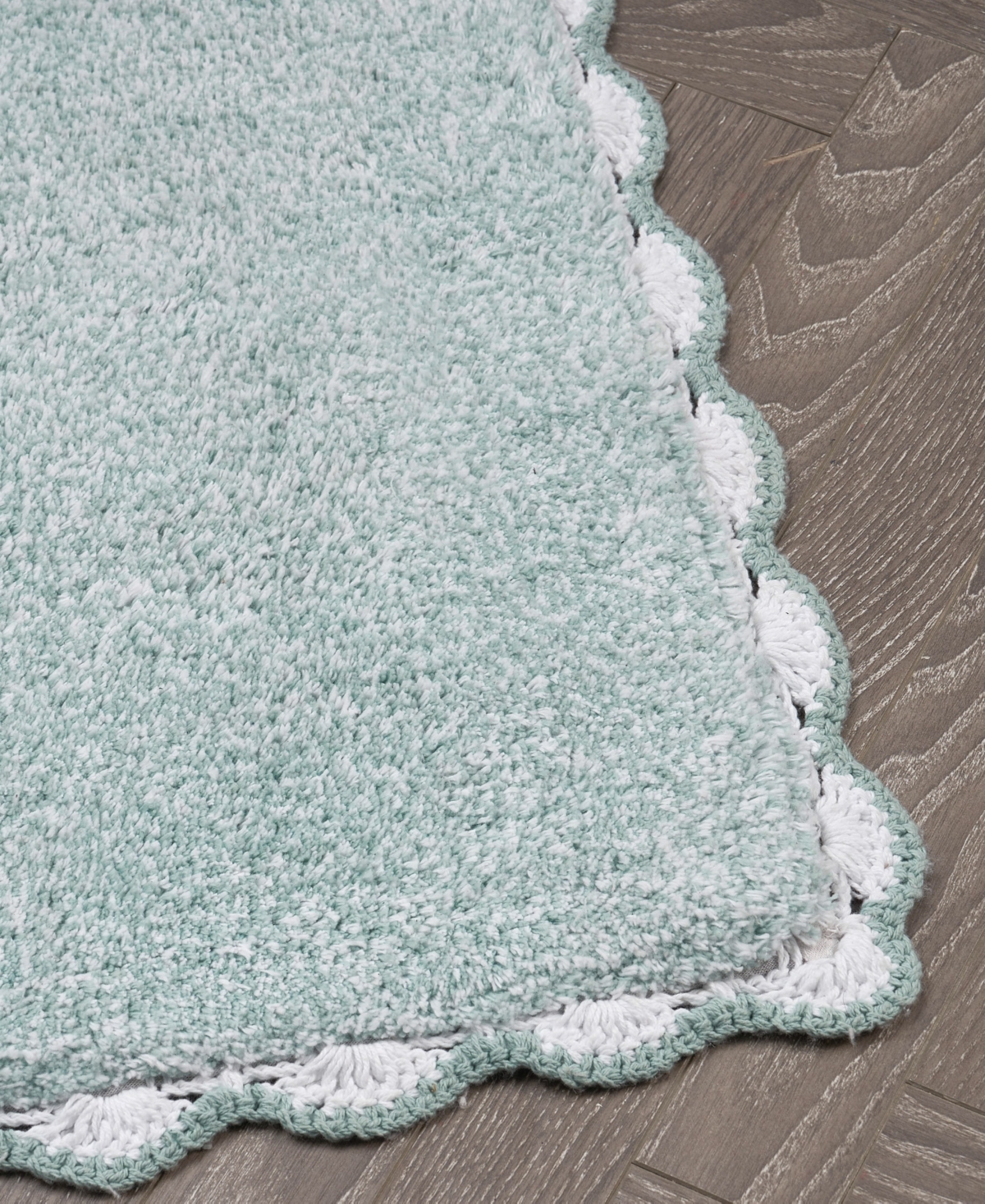 Laura Ashley Heathered Crochet Border Cotton Bath Rug Set
