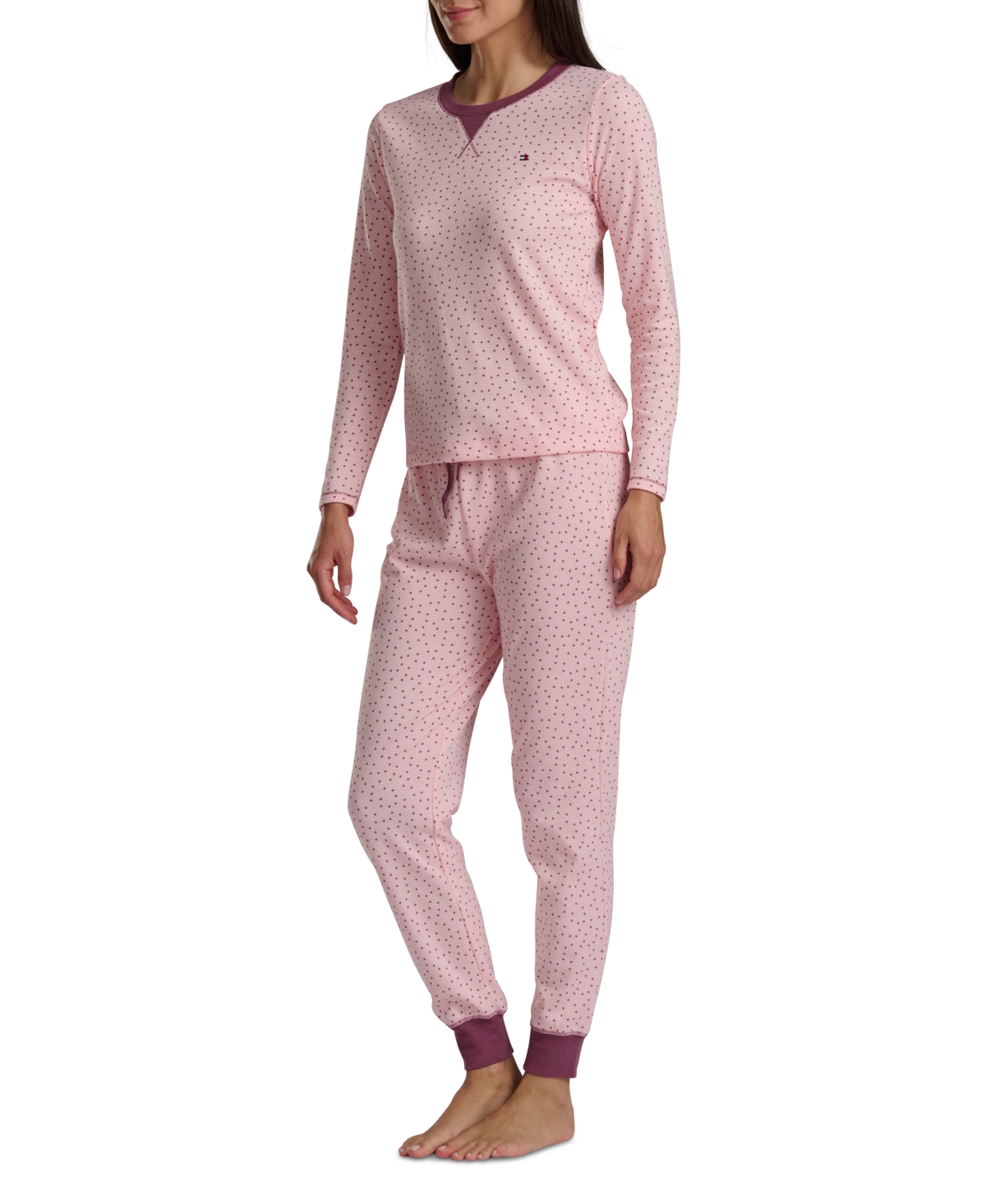 Tommy Hilfiger Women's 2-pc. Packaged Printed Thermal Pajamas Set In Multi
